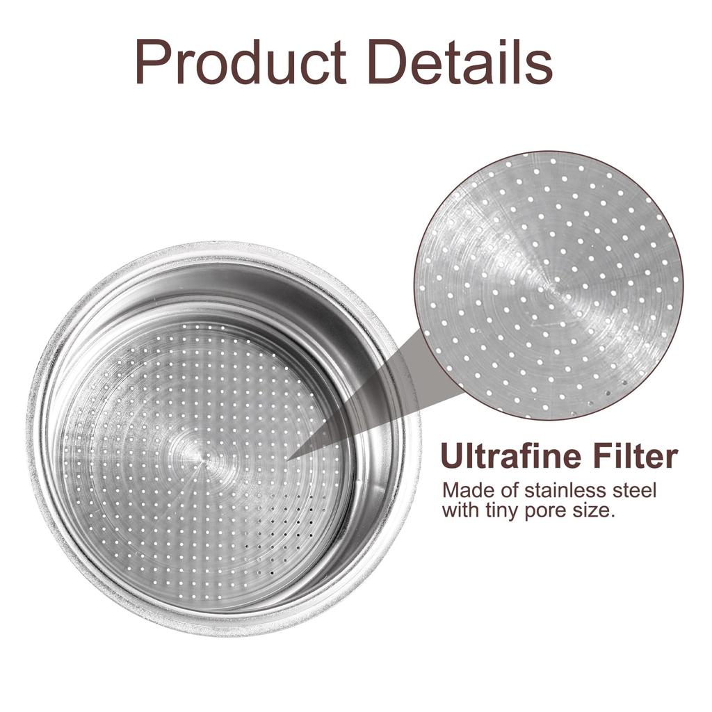 Uxcell 1pc 51mm Coffee Filter Stainless Steel Reusable Espresso Coffee Machine Bowl Basket Replacement Basket, 2-Cup