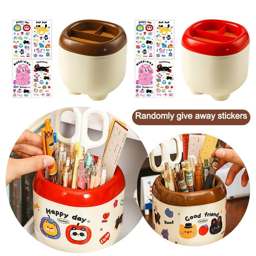 

Multi Grid Table Storage Box Cartoon Pattern Makeup Brush Organizer Box New Penholder