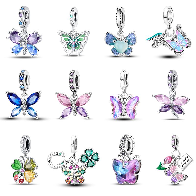 copper Plating Colorful Butterfly Insect Animal Charm Bead Charms Bead Charms Sparkling Zircon Compatible With Qikaola Authentic Bracelets Do It Yours