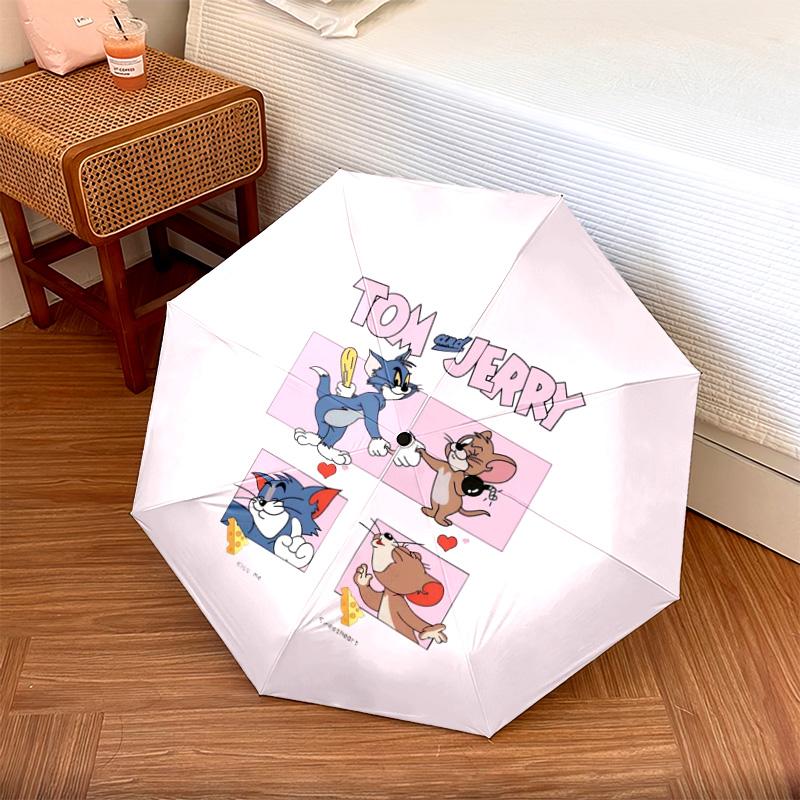 1 Stück Automatischer Faltregenschirm - Cartoon-Muster, Tragbares & Faltbares Design mit 46 Speichen, Weihnachts-Geburtstagsgeschenke