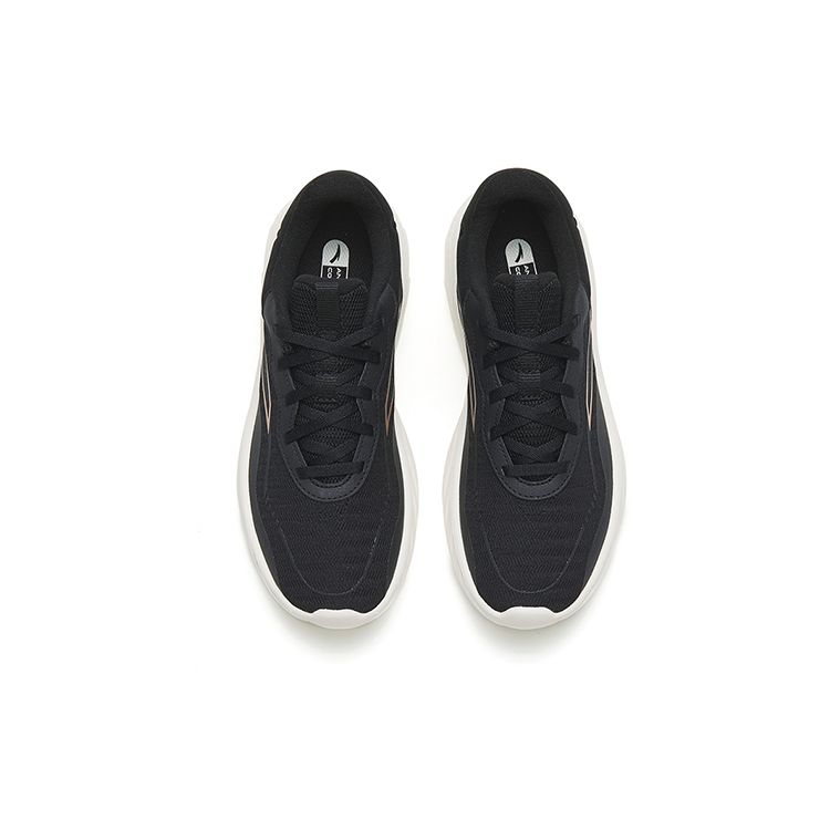 Anta Lightweight Shock Absorbing Low Top Running Shoes Women Sneaker Black Gold White 122247715-3