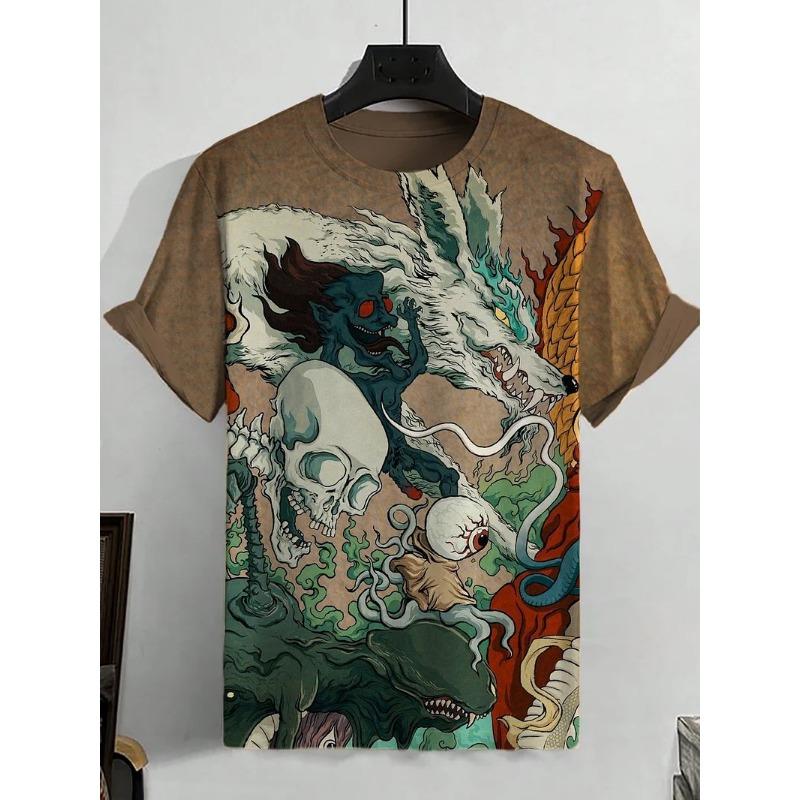 Men's Funny Animal Printed T-Shirts Short Sleeved Tees Tops 3D Prints T-hirts Summer Casual Men's Clothing Oversized Pullover