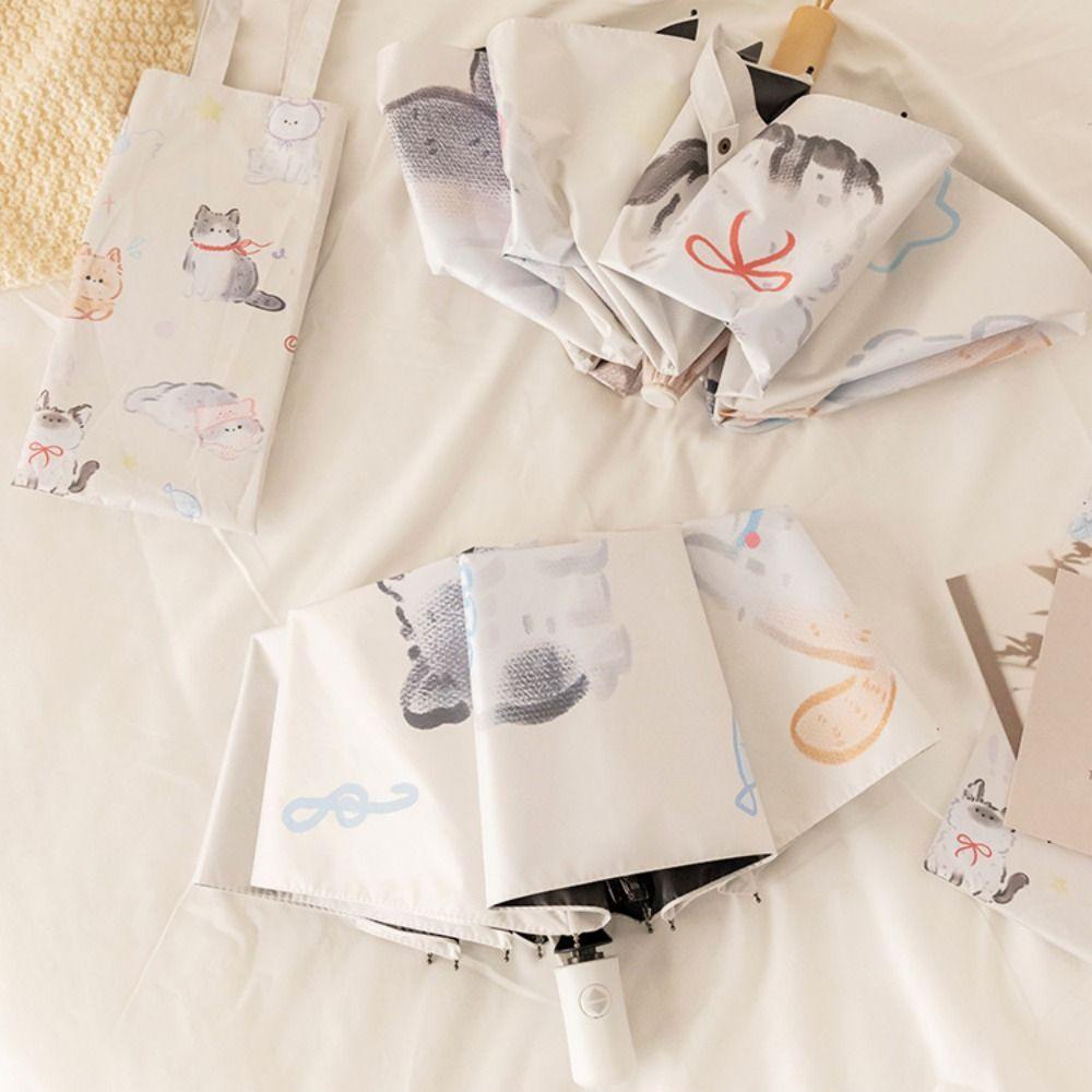 3-Ribs Cat Sun Protection Umbrella UV Protection Folding Sun Umbrella  Outdoors