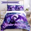 3PC Custom Name Purple Dragon Fantasy Bedding Set Duvet Cover Closure Includes 1 Duvet Cover & 2 Pillowcases for Bedroom
