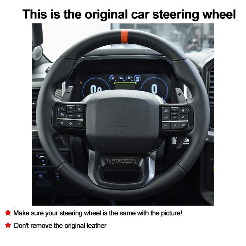 Hand Stitching Car Steering Wheel Cover Wrap for Ford F-150 F150 2026 2026 2026 F150 Lightning 2026 2026