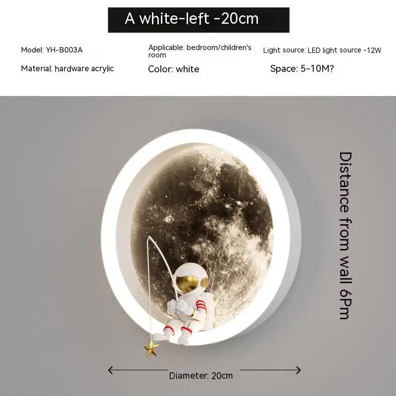 Kids Bedroom Sleeping Night Lights Corridor Hallway Home Decoration Sconce Cartoon Spaceman Astronaut Moon Round Led Wall Lamp