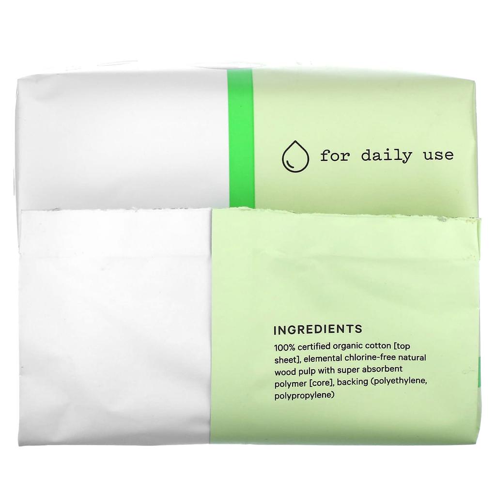 100% Organic Cotton Cover, Heavy Flow Liner, 20 Count