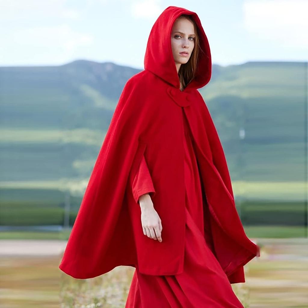 Gothic Open Front Hooded Cardigan Women Autumn Long Coat Solid Color Cloak Cape Winter Outdoor Jackets