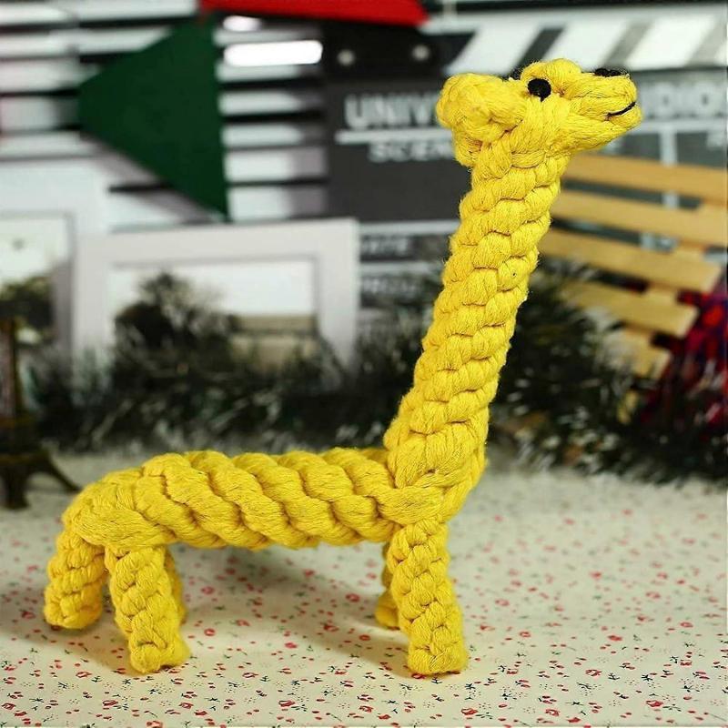 Dog Pet Puppies Chew Toy Teething Bored Dog Rope Ball Knot Training Teeth Dog Treat Toy Small and Medium Dog (Giraffe)