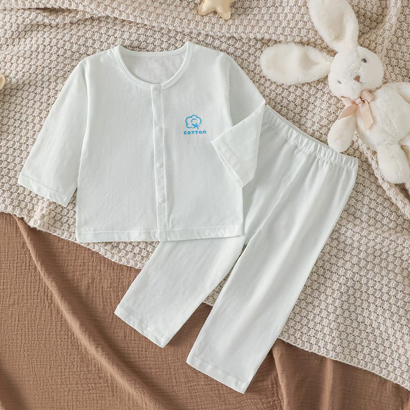 Baby Summer Cotton Split Suit Class A Seamless Thin Air Conditioner Clothes Infant Underwear Pajama Set For Boys And Girls