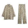 Fashion Style 2024 Autumn New Women's Leopard Print Print Long Sleeves Lapel Shirt Pants 8627055