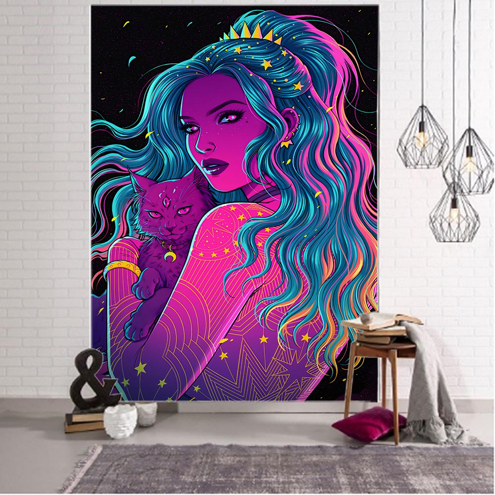 Japanese anime girl background decoration tapestry kawaii boho hippie wall decoration tapestry cartoon home background decoratio