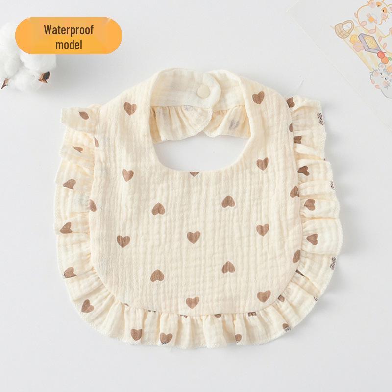Ruffle Lace Waterproof Cotton Baby Bib (Seven-Layer Gauze)