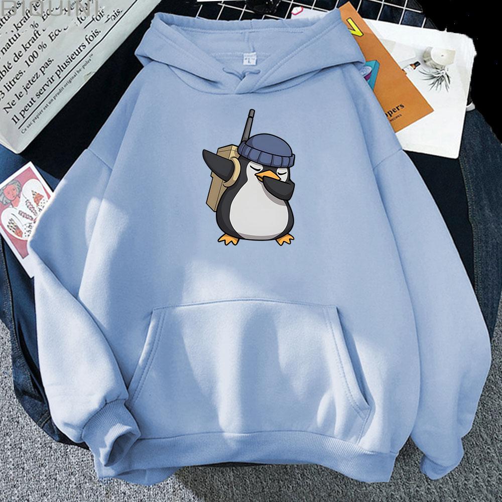 Valorant Anime High Quality Hoodies Unisex WoUnisex Cute Penguin Cartoon Print Pocket Long Sleeve Sportswear Funny Casual Clothes