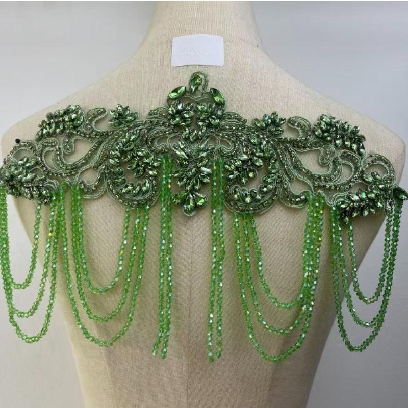 1 STÜCK Handgenähte Fransen Perlen Spitze Strass Applikationsaufnäher 26 Farben DIY Handgemacht Kleid Hochzeitskleid Bekleidungszubehör