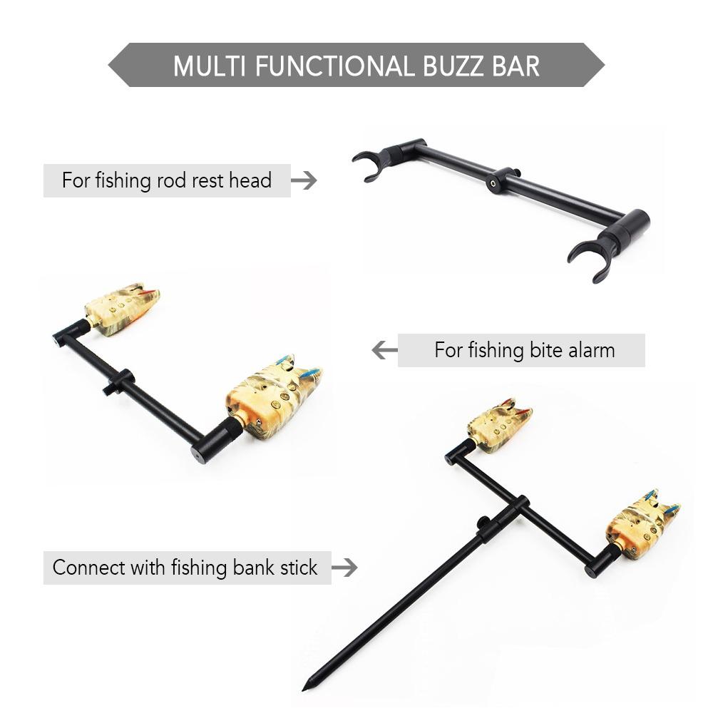 2PCS 34.5cm Fishing Buzz Bar Aluminum Alloy Fishing Rod Holder Fishing Bite Alarm