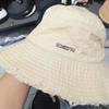 Adult Anti-uv Bucket Hat with Alloy Letter Badge Outdoor Sports Fisherman Cap for Women Teenagers Summer Sunscreen Hat