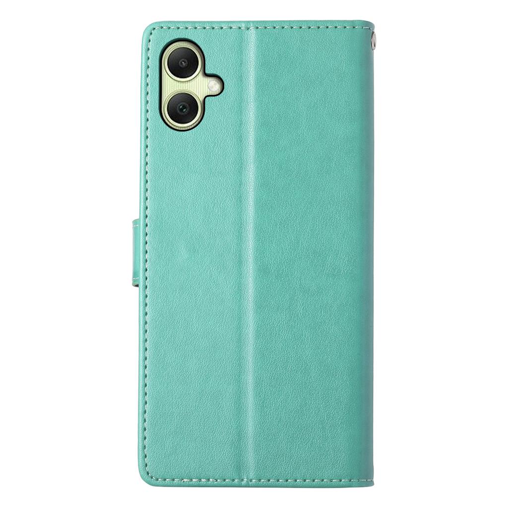 For Samsung Galaxy A06 5G/4G Wallet Case Butterfly Floral Imprint PU Leather Phone Cover with Wrist Strap