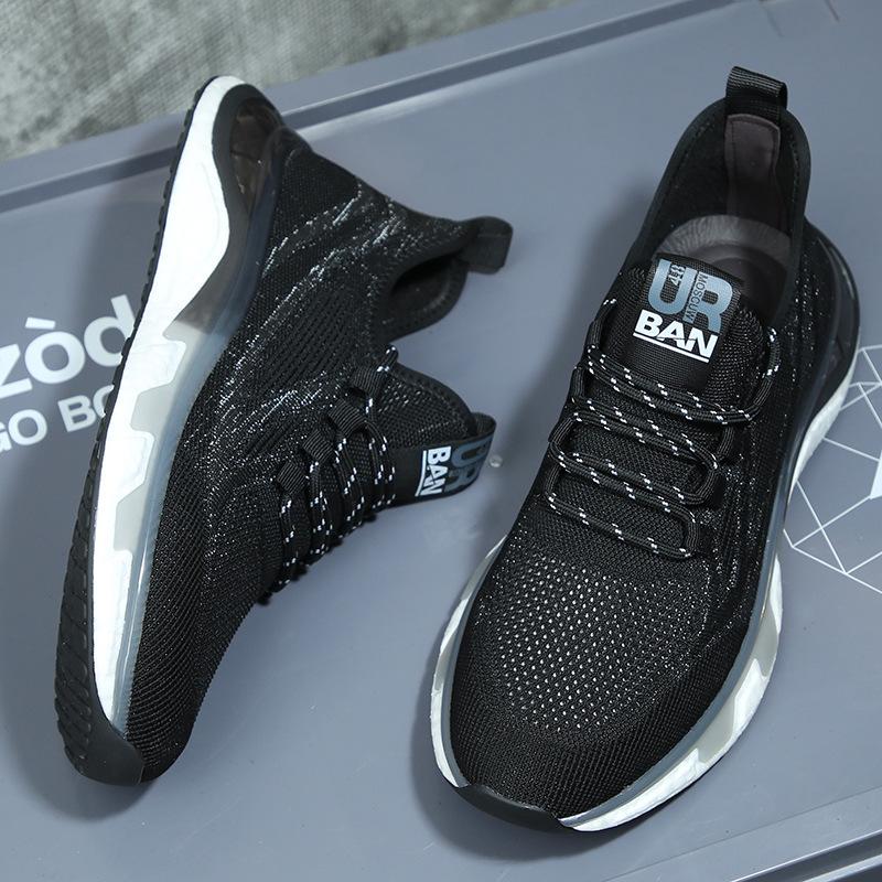 Flying Woven Sports Men's Shoes Summer Breathable Casual Shoes Trendy Mesh Coconut Shoes Popcorn Men's Running Shoes Men