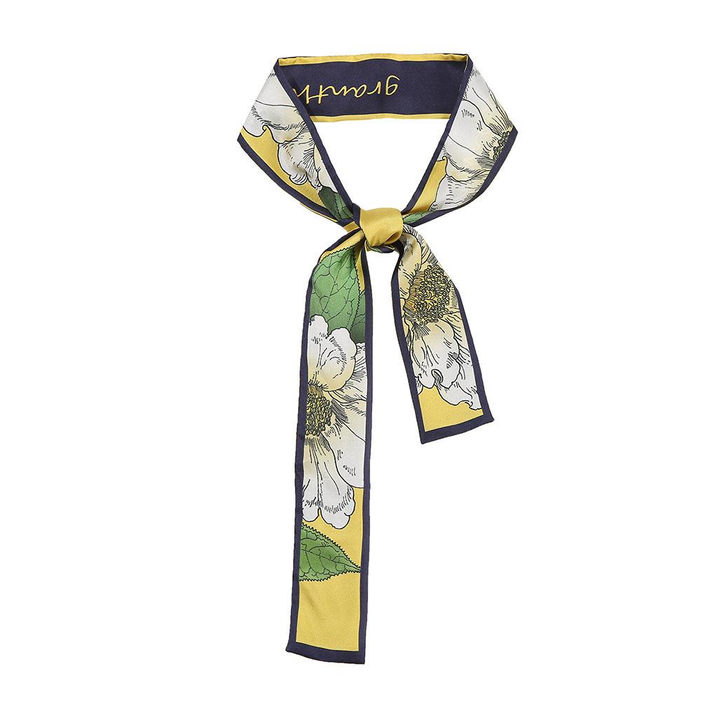 Lenço Skinny 100% Seda de Amora 6*125cm para Mulheres, Lenço Longo de Fita em Sarja de Seda, Lenço Fino para Pescoço e Laço de Cabelo, Cinto Versátil de Primavera Verão e Charme para Bolsa