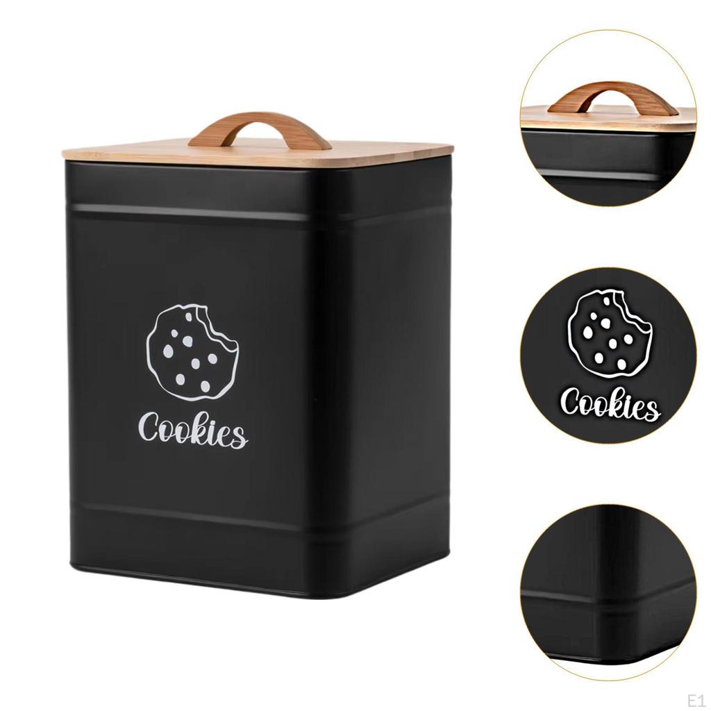 Cookie Jar Food Container Carbon Steel with Airtight Lid Large Capacity Sealed Storage Tin Organizer