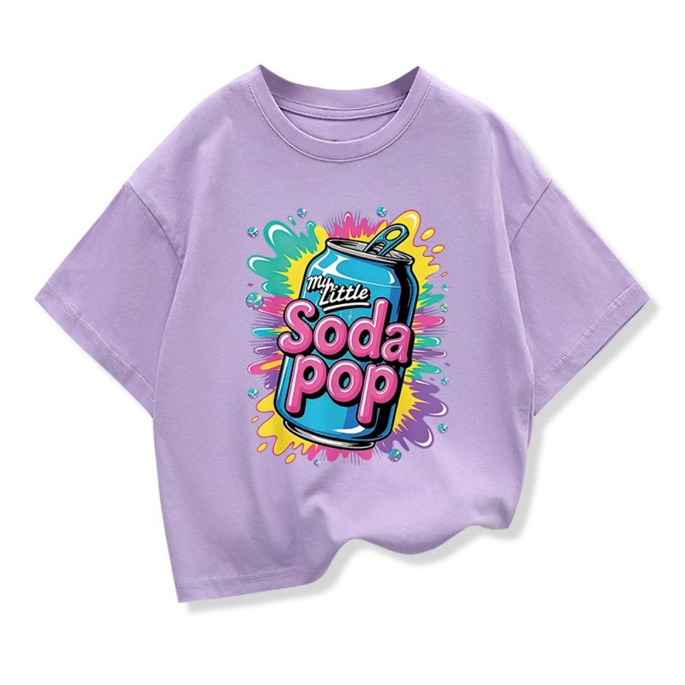 Kids Short-Sleeve T Shirts My Little Soda Pop Children's Summer Pure Cotton Loose Tees Boys Girls Casual Tee Tops