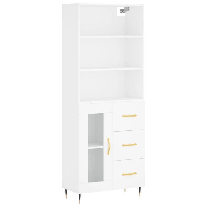 VidaXL Buffet haut Blanc 69,5x34x180 cm Bois d'ingénierie 3189485