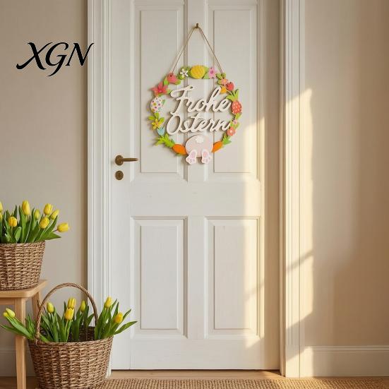 Indoor Outdoor Seasonal Decoration Autumn Harvest Wooden Wreath Pendant, Front Door Hanging Ornaments with Hemp Rope, Natural Wood Sign Pumpkins Maple