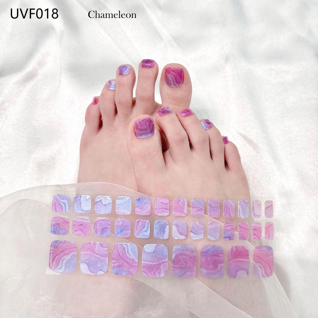 Gel Toe Nail Art Stickers - Semi-Cured UV Lamp Foot Nail Polish Stickers