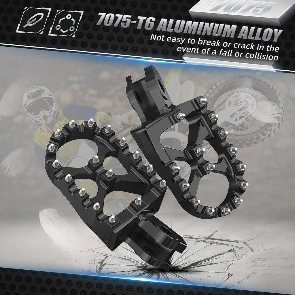 NICECNC Dirt Bike Billet Wide Foot Pegs Compatible with Suzuki RMZ250 2010-2018 RMZ450 2008-2018 RMX450Z 2010-2017,Aluminum CNC-machined