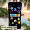 Blox Fruits Beach Towel, Personalized Custom Text, Quick Dry Soft Large Towel For Swimming Pool Travel