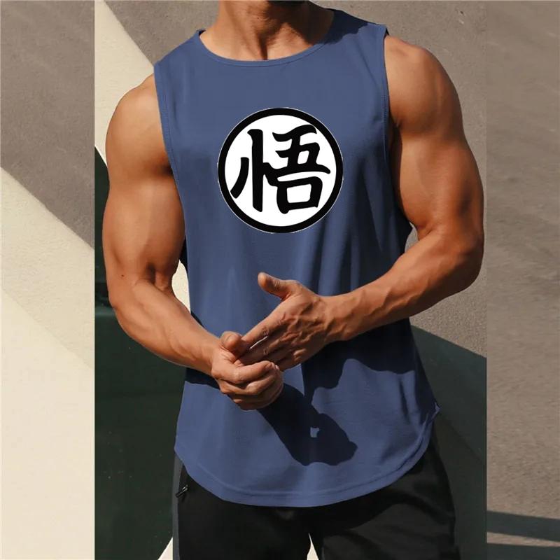 Japońskie Anime Żółwiowy Nadruk Męska Odzież Gimnastyczna Kamizelka Fitness Szybkoschnący Tank Top Kulturystyczny Bez Rękawów