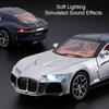 1:32 Scale Atlantic Bolide Sports Car Model Toy Doors Opened Sound Light Pul Back Alloy Racing Cars Collection Ornaments