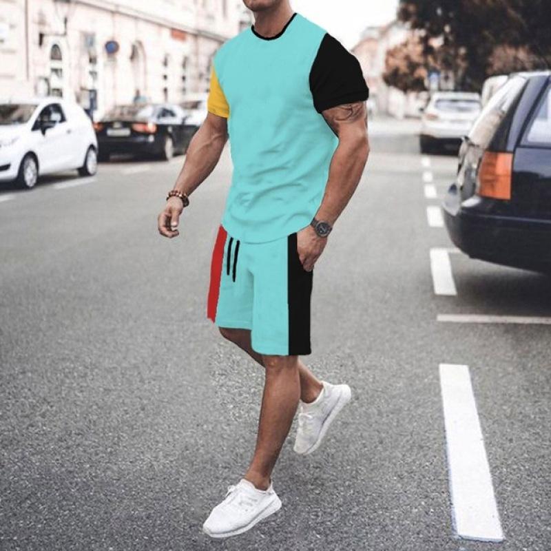 Summer Men Set New Tee Outfit Sweat Suit Tshirt For Man Sportswear Men Short Suit Casual T-Shirt+Shorts 2Piece Mens Tshirts Sets