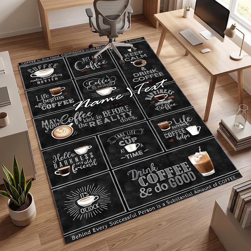 Cozy Coffee (19) Personalized Name Office Carpet Stylish Decor for Living Room Bedroom Kitchen