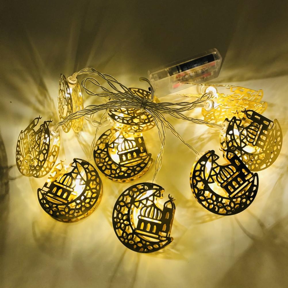 Ramadan Eid Lichterkette Batteriebetrieben Mond Stern Lampe Mubarak Mond LED Lichterkette für Innen