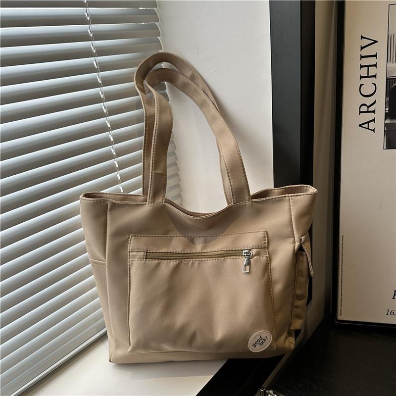 Lazy Literary Cloth Bag Solid Color Casual College Student Class Commuting Versatile Large Capacity Portable Shoulder Armpit Bag Female