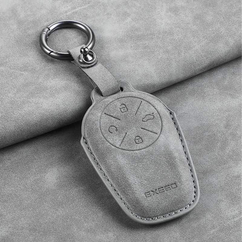 Leather Car NFC Card Smart Remote Key Fob Case Full Cover Holder Shell For ICAR Chery Exeed RX VX LX TXL FL 2024 Accessories