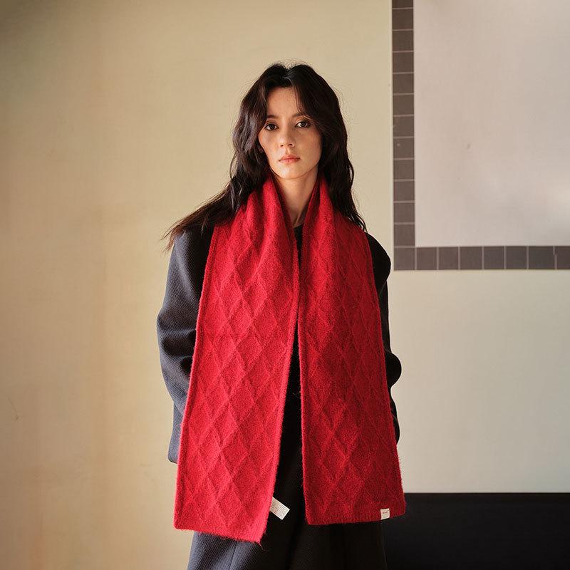 Holiday Gift Luxury Women'S Scarf Autumn/Winter  Collection Solid Color Korean Knitted Scarf Warm Shawl Fashion