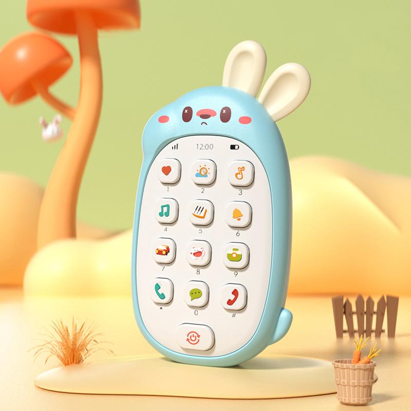 

Children s Rabbit Toys Mobile Phones Baby Chewable Puzzle Multifunctional Music Phone Male And Female Without Battery синий