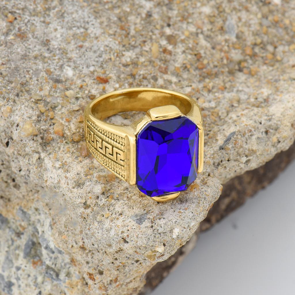 R3433Men's High Quality Vintage Stainless Steel Gemstone Styles Ring Jewelry