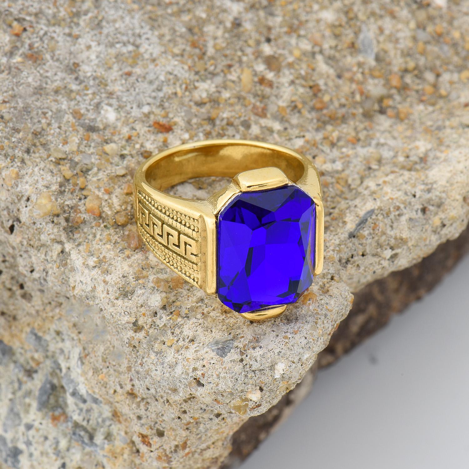 

R3433Men s High Quality Vintage Stainless Steel Gemstone Styles Ring Jewelry 12 синій