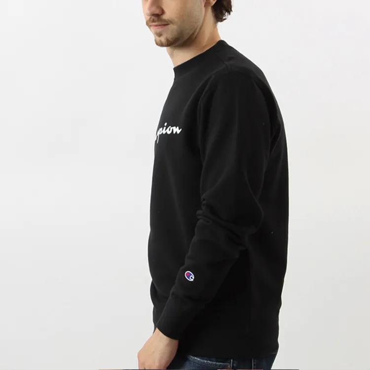 Champion Script Logo Fleece Lined Pullover Crew Neck Sweatshirt Japan Version Unisex Black (Unisex) Sweatshirts