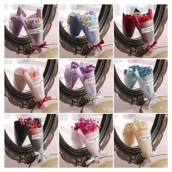 Valentine's Day Fake Mini Bouquet Artificial Aromatherapy Soap Rose Bouquet Simulation Dried Baby Breath Flower Gifts for Mom Women Wife
