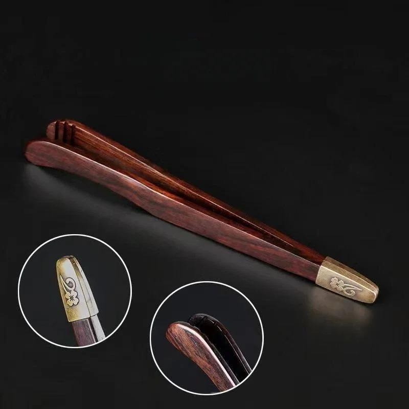 Handmade Sandalwood Tea Clip Non Slip Tweezer for Hot Cups KungFu Tea Ceremony Accessories Wooden Tool Gift Set