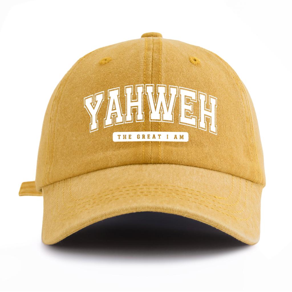 1pc YH Print Washed Baseball Cap for Adults,  Minimalist Retro Style Casual Soft Adjustable Dad Hat, Perfect As Gift