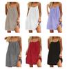 Damen rückenfreies Trägerkleid Sommer Spaghettiträger Mini Kurzkleid Strandurlaub Locker Lässig über dem Knie Ärmellos Sommerkleid