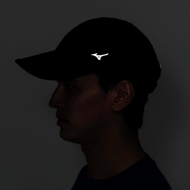 Running Cap, Water-Repellent Night Run Cap (with Reflective Elements), Water-Repellent J2MW1010, Unisex, Black, Size L