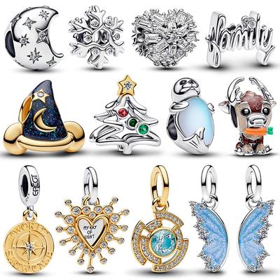 New Copper Detachable Butterfly Dangle Charm Beads Fits 3Mm Bracelet Necklace For Women Pendant Luxury Diy Jewelry Gift