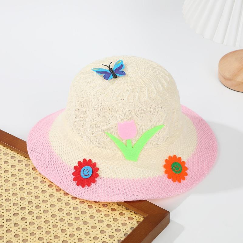 Spring and Summer Macaron Baby Sun Hat Girls Children's Fun Butterfly Flower Cute Sun Hat Children's Gift